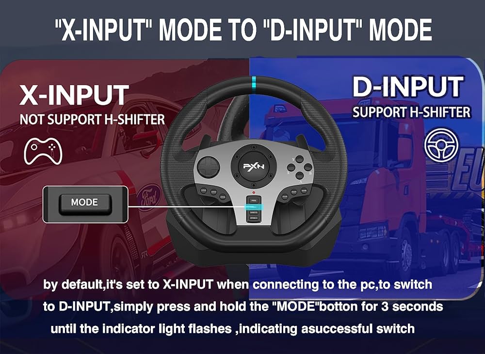 PXN V9 Gaming Steering Wheel With Pedals and Shifter 270/900